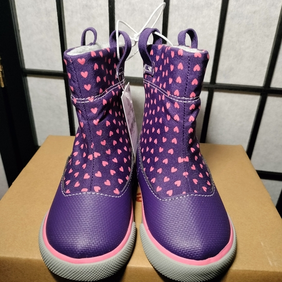 See Kai Run Basics Ripley Boots Girl's Size 6 purple/hearts - Picture 2 of 4